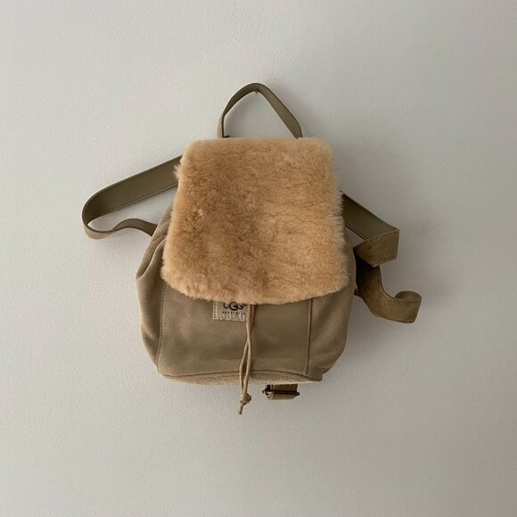 UGG Australia Suede Shearling Mini Backpack w. Dust Bag - Never Used - Picture 1 of 5